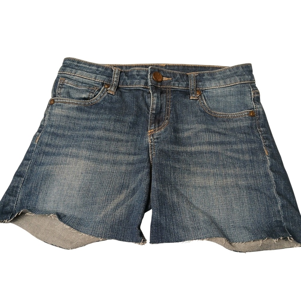 Kut from the Kloth Womens Size 0 Blue Denim Cut Off Shorts Medium‎ Wash Raw Hem